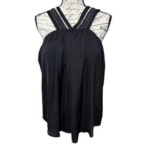 SheBird T-Back Dressy Tank Size 7 XL Black Embellished Straps Bra Top Going Out
